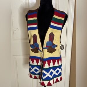 Sharon Young A  Vintage western Sweater Vest Rare find Medium